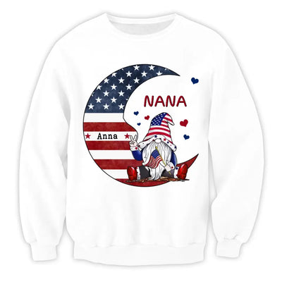 I Love You To The Moon Grandma American Flag - Personalized T-shirt, 4th Of July Gift For Grandma