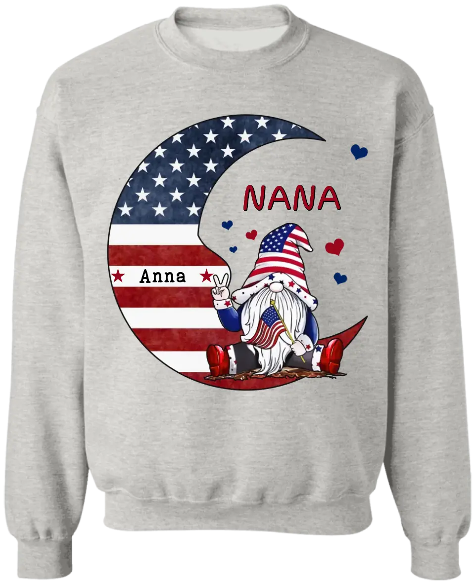 I Love You To The Moon Grandma American Flag - Personalized T-shirt, 4th Of July Gift For Grandma