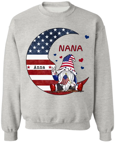I Love You To The Moon Grandma American Flag - Personalized T-shirt, 4th Of July Gift For Grandma