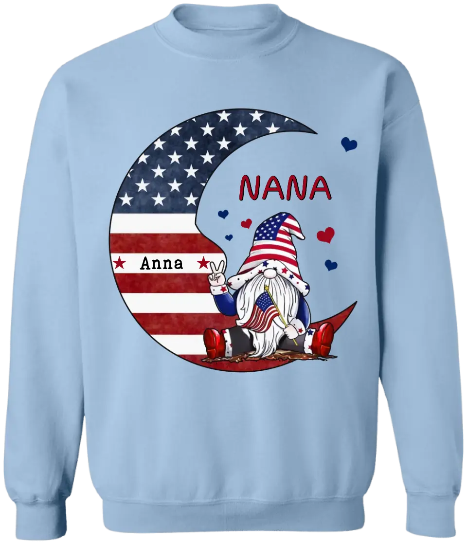 I Love You To The Moon Grandma American Flag - Personalized T-shirt, 4th Of July Gift For Grandma