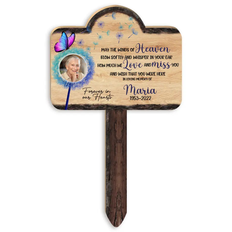 May The Winds Of Heaven Blow Softly - Personalized Plaque Stake, Memorial Gift