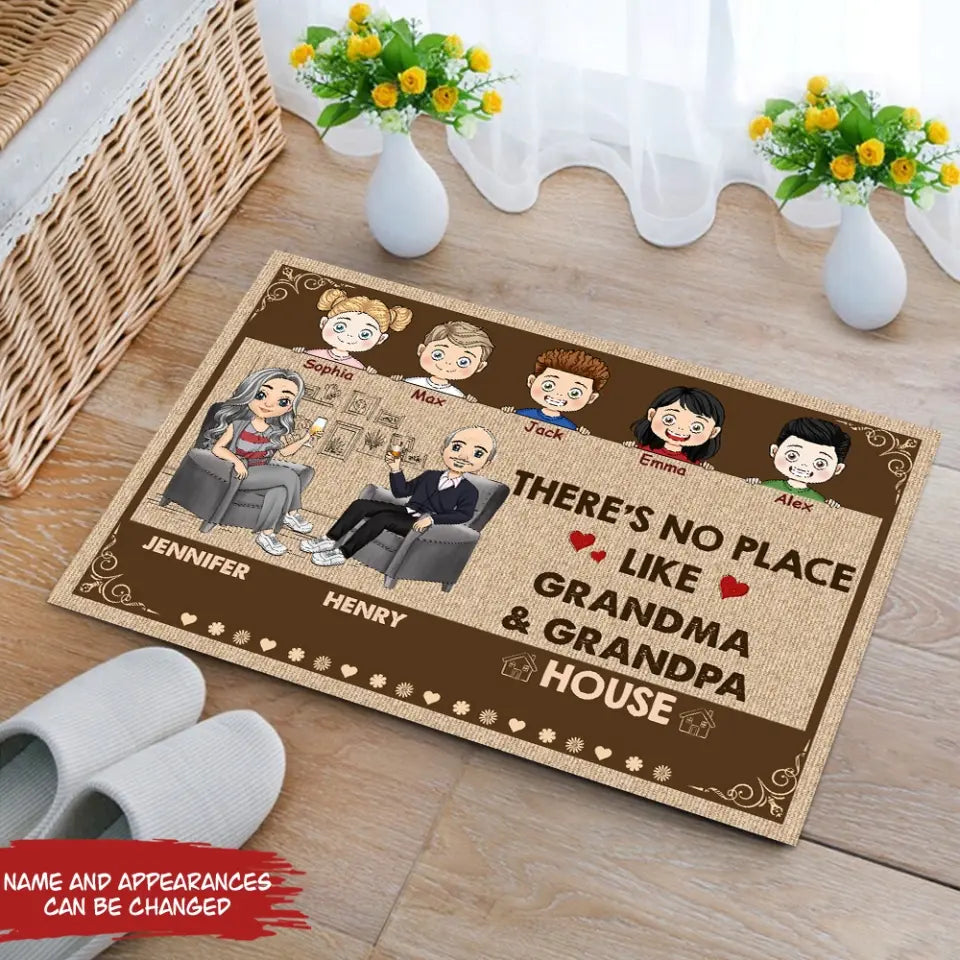 There's No Place Like Grandma And Grandpa's House - Personalized Doormat, Home Decor Gifts For Grandparents