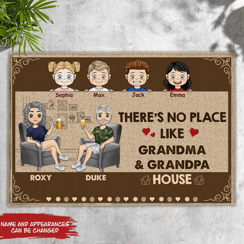 There's No Place Like Grandma And Grandpa's House - Personalized Doormat, Home Decor Gifts For Grandparents