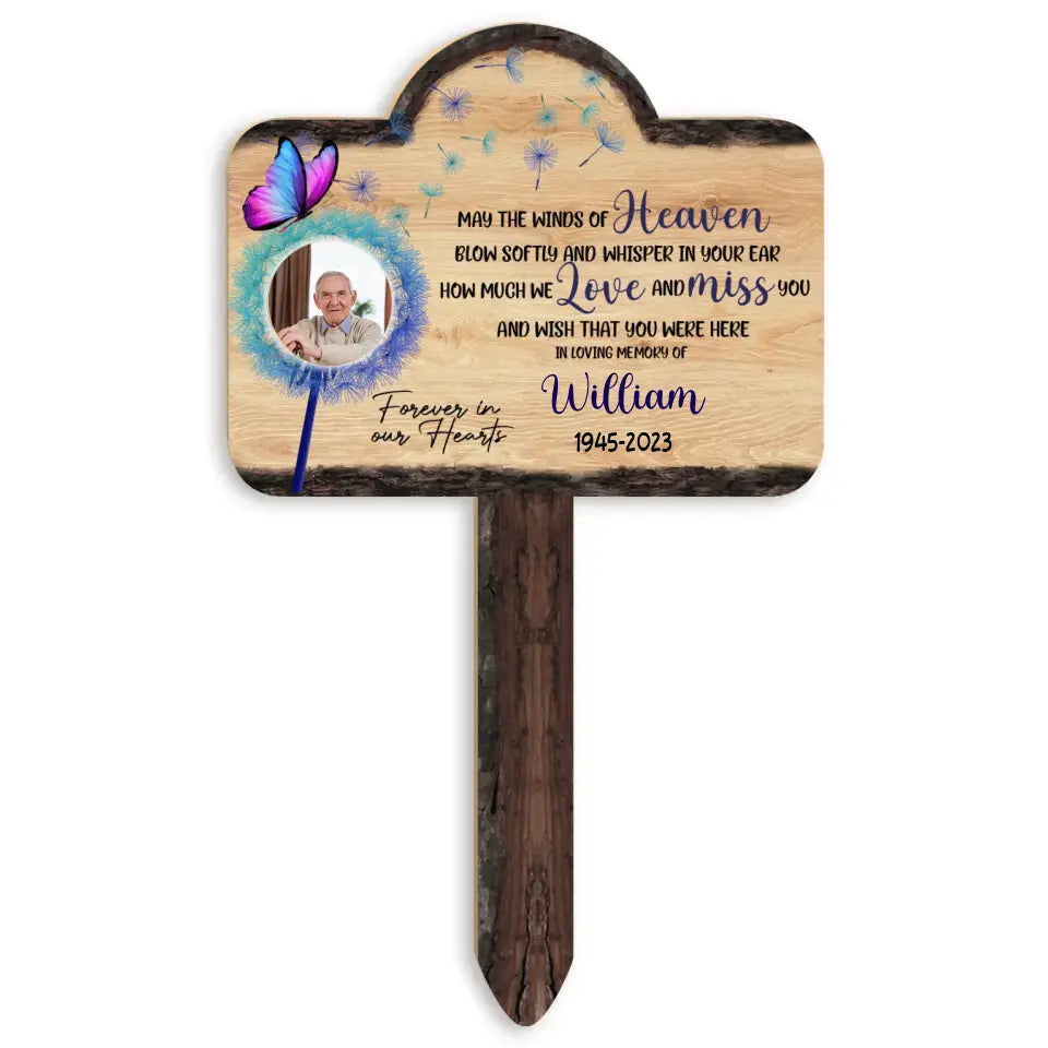 May The Winds Of Heaven Blow Softly - Personalized Plaque Stake, Memorial Gift