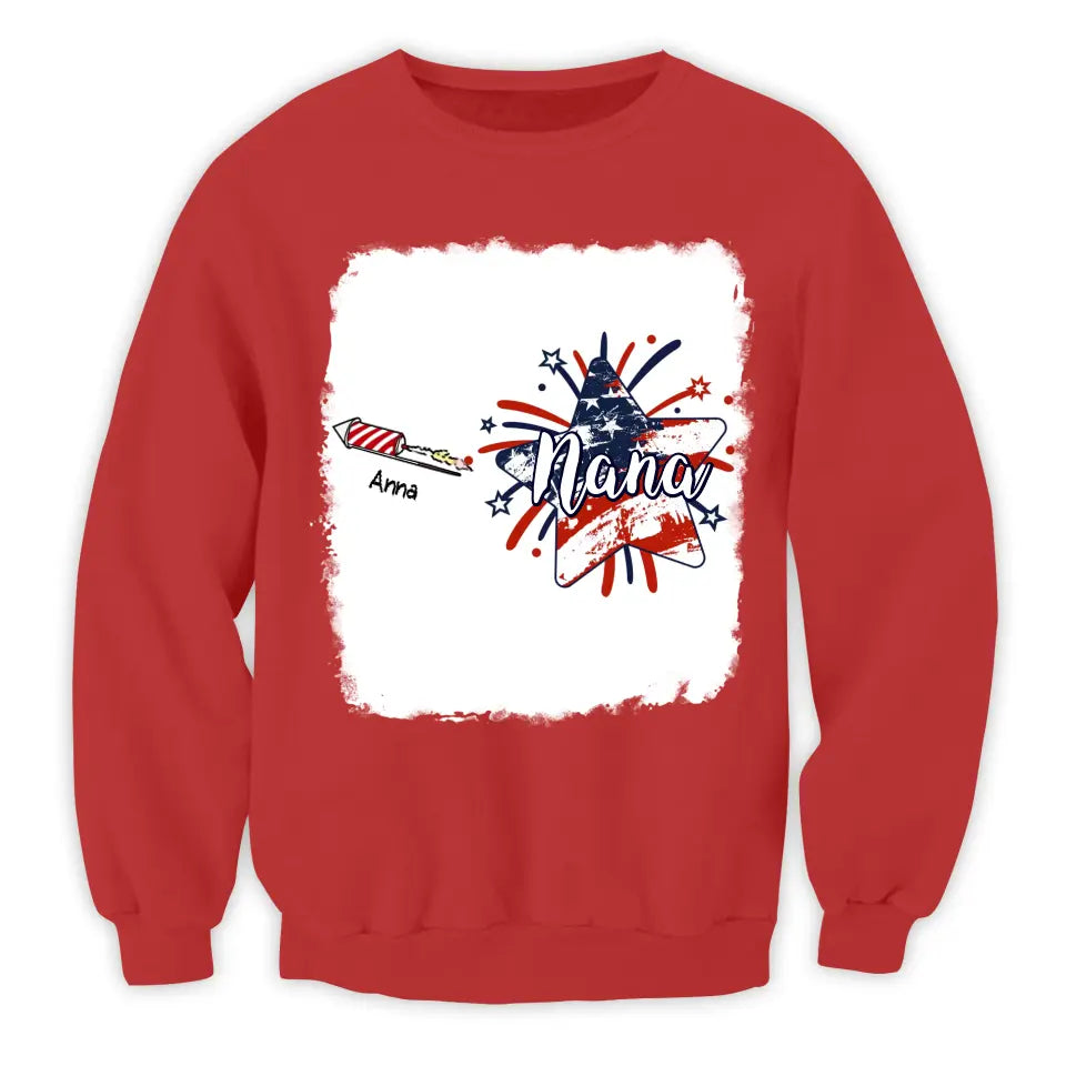 4th of July Firecrackers Grandma Mimi Firework Patriotic - Personalized T-shirt, Independence Day Gift For Mom, Nana