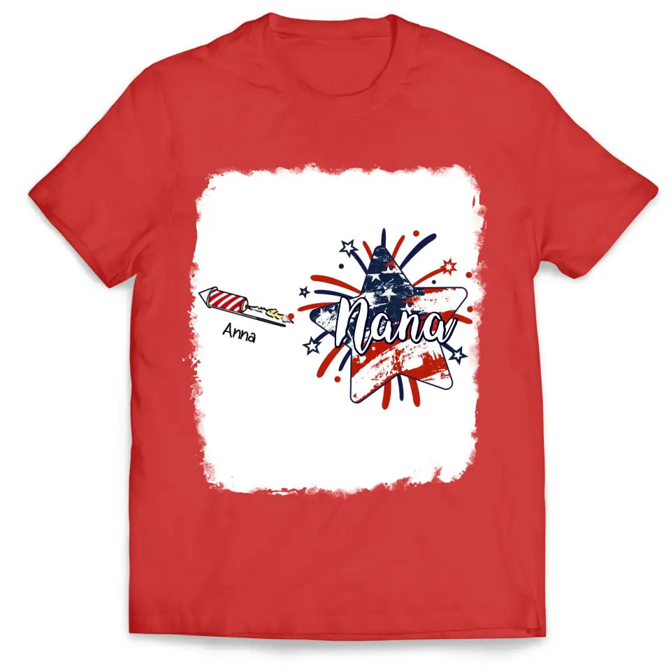 4th of July Firecrackers Grandma Mimi Firework Patriotic - Personalized T-shirt, Independence Day Gift For Mom, Nana