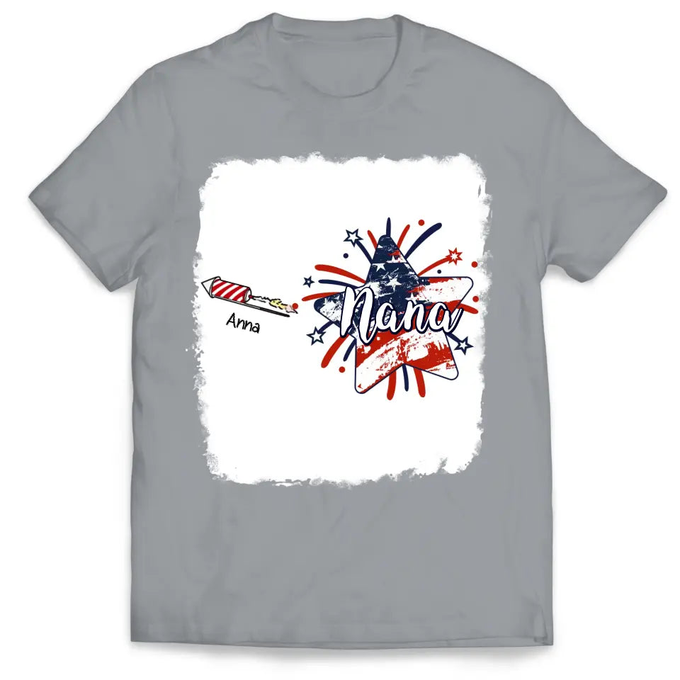 4th of July Firecrackers Grandma Mimi Firework Patriotic - Personalized T-shirt, Independence Day Gift For Mom, Nana