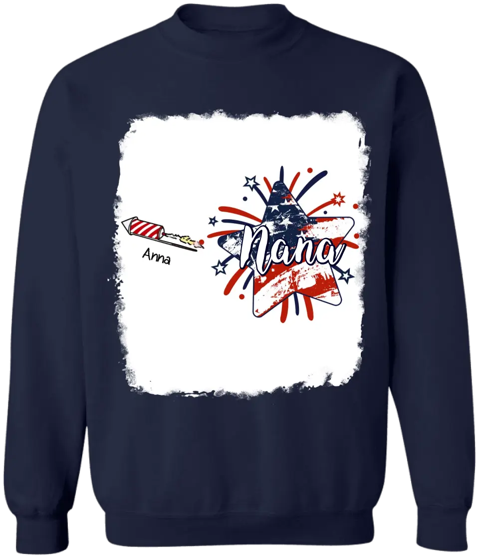 4th of July Firecrackers Grandma Mimi Firework Patriotic - Personalized T-shirt, Independence Day Gift For Mom, Nana