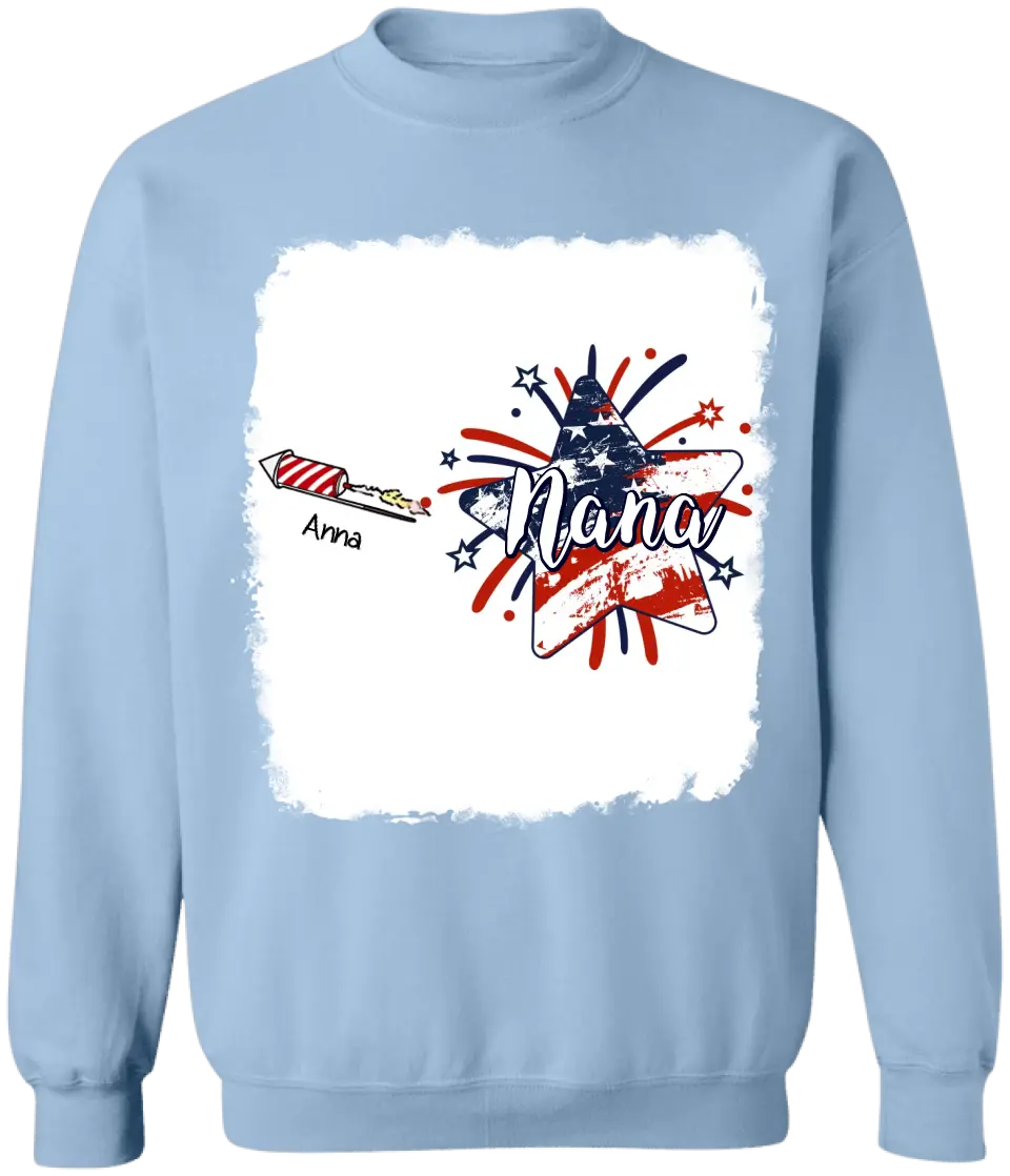 4th of July Firecrackers Grandma Mimi Firework Patriotic - Personalized T-shirt, Independence Day Gift For Mom, Nana