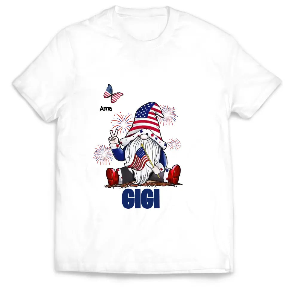 4th Of July Independence Day Gnome Grandma  - Personalized T-Shirt, Independence Day Gift For Grandma