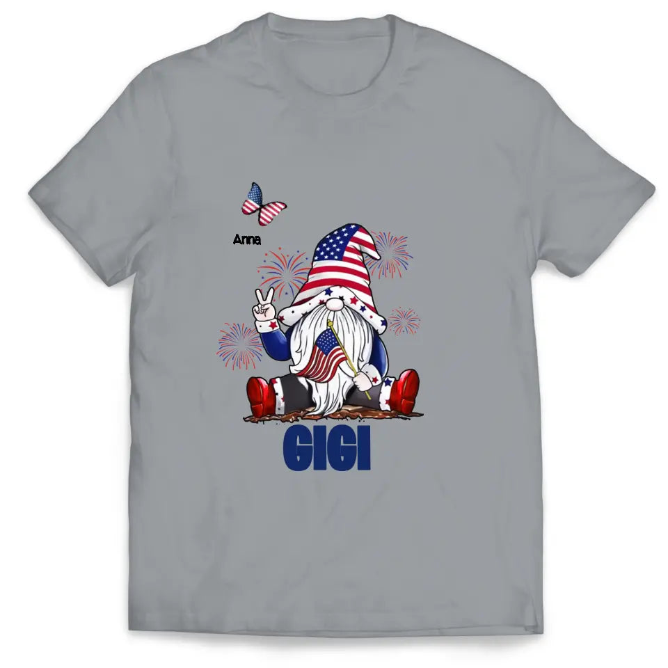 4th Of July Independence Day Gnome Grandma  - Personalized T-Shirt, Independence Day Gift For Grandma