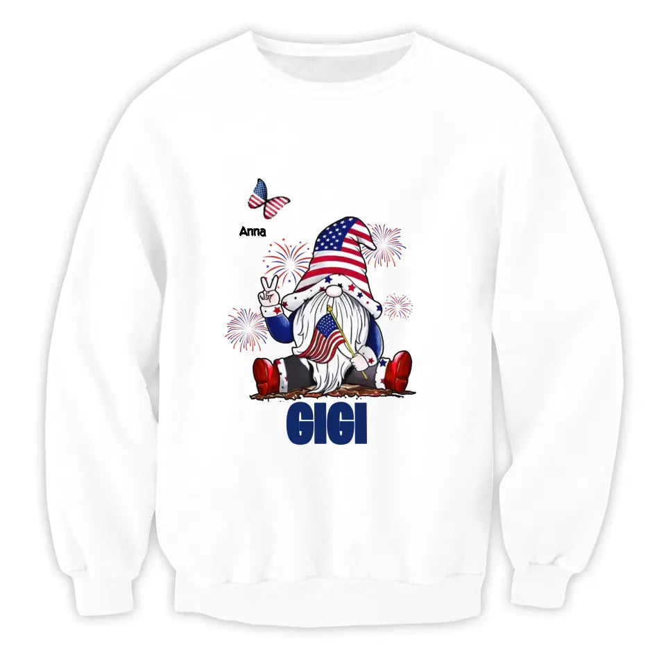 4th Of July Independence Day Gnome Grandma  - Personalized T-Shirt, Independence Day Gift For Grandma
