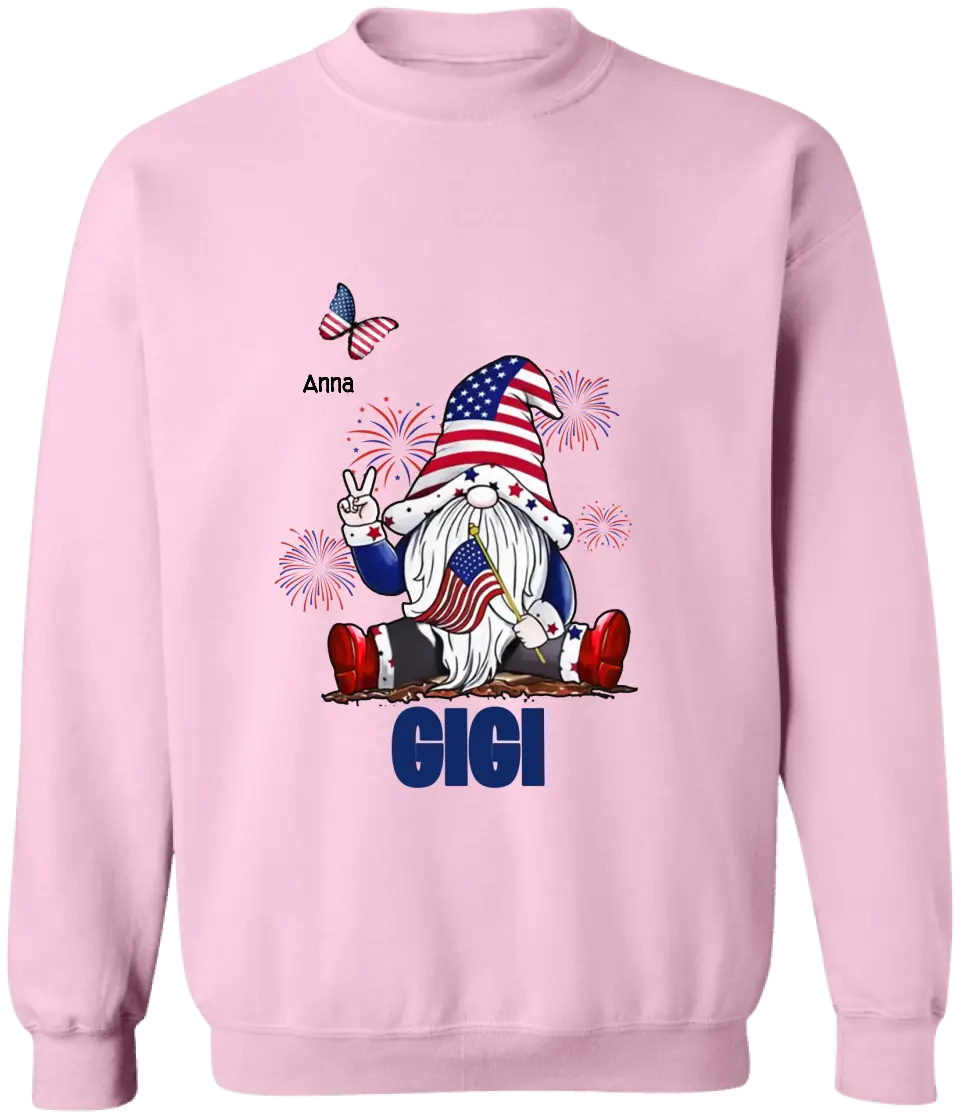 4th Of July Independence Day Gnome Grandma  - Personalized T-Shirt, Independence Day Gift For Grandma