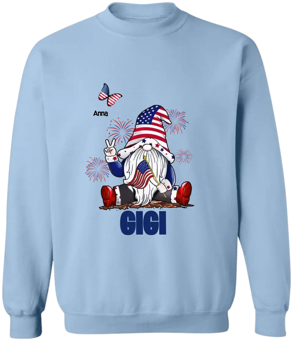 4th Of July Independence Day Gnome Grandma  - Personalized T-Shirt, Independence Day Gift For Grandma