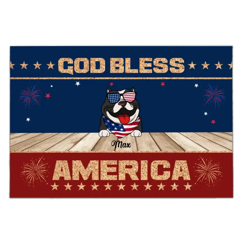 God Bless America - Personalized Doormat, 4th Of July Pet Doormat