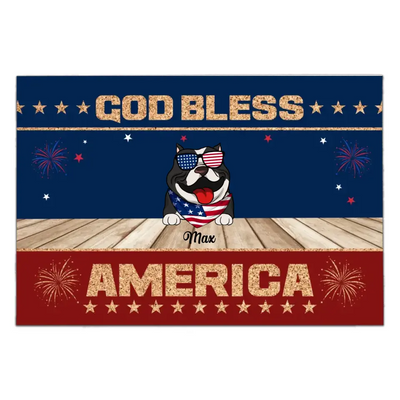 God Bless America - Personalized Doormat, 4th Of July Pet Doormat