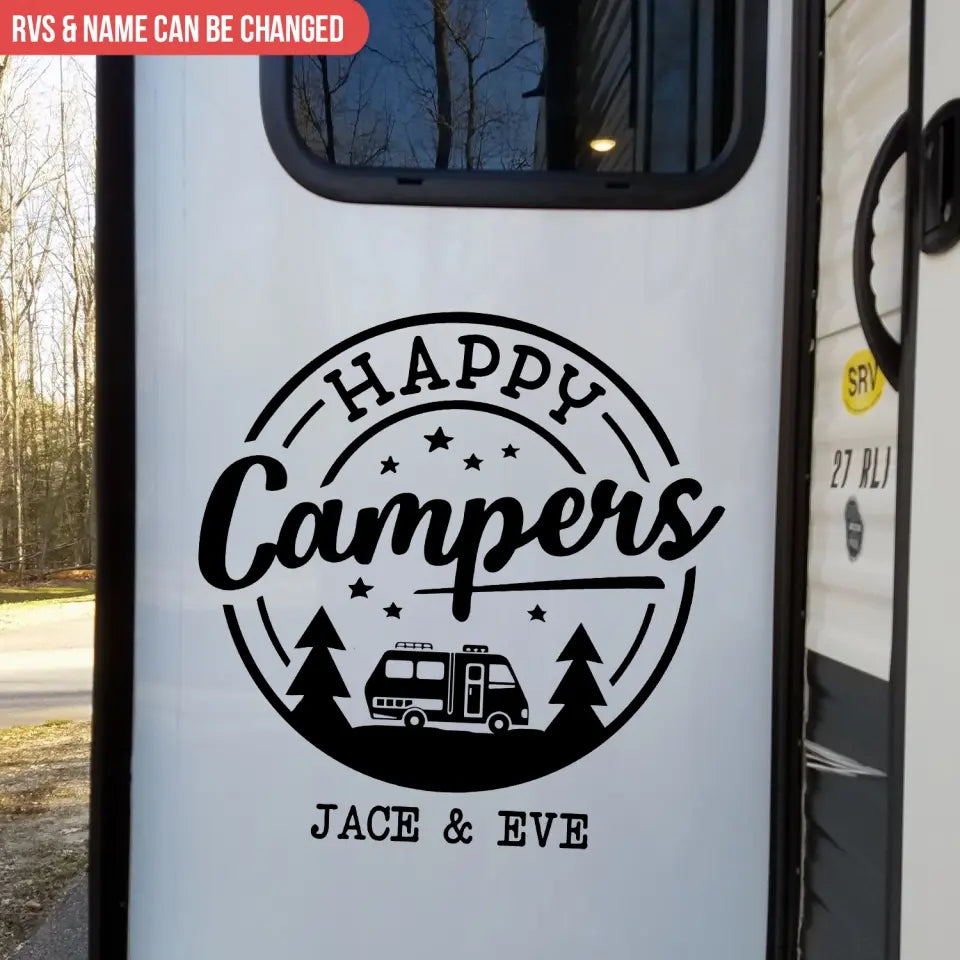 Happy Campers Star - Personalized Camping Decal, Gift For Camping Lovers