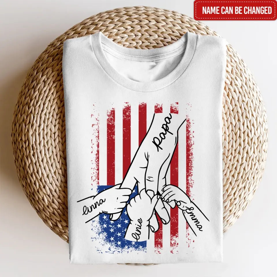 Family Hands 4th Of July - Personalized T-Shirt, 4th Of July Family Gift
