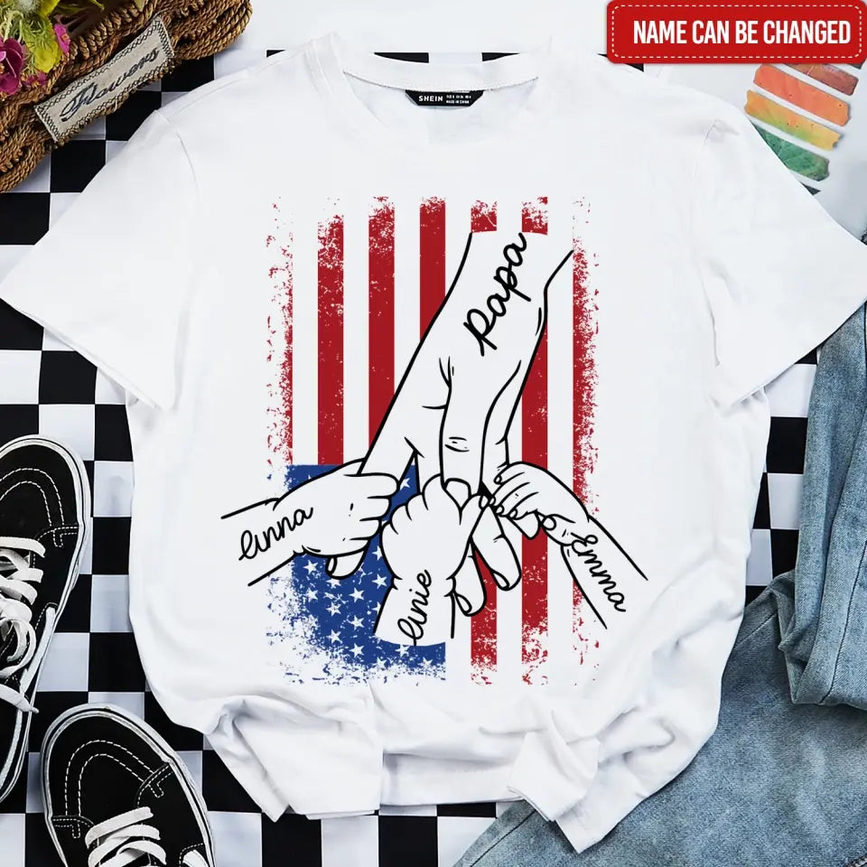 Family Hands 4th Of July - Personalized T-Shirt, 4th Of July Family Gift