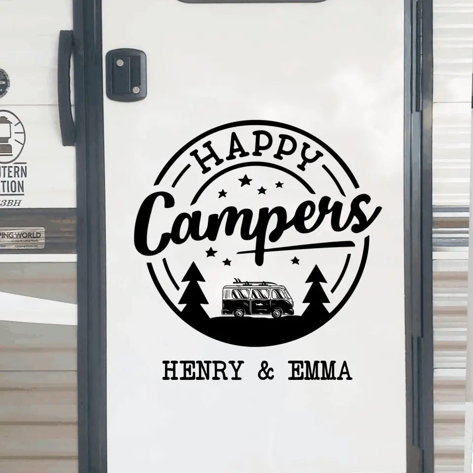 Happy Campers Star - Personalized Camping Decal, Gift For Camping Lovers