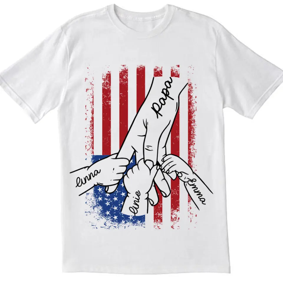 Family Hands 4th Of July - Personalized T-Shirt, 4th Of July Family Gift