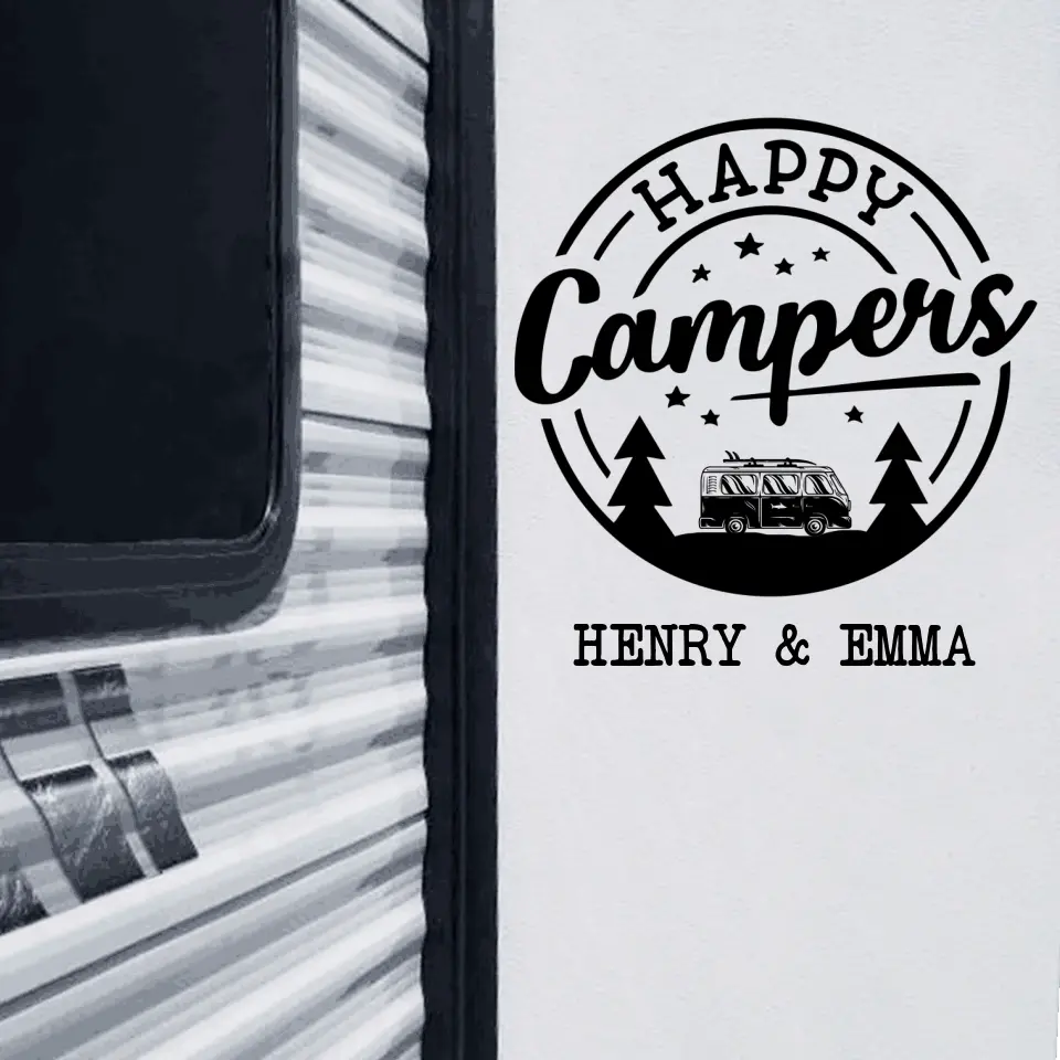 Happy Campers Star - Personalized Camping Decal, Gift For Camping Lovers