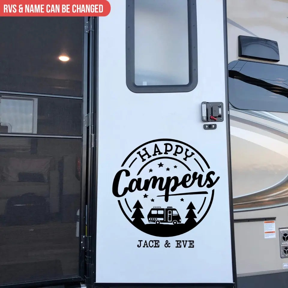 Happy Campers Star - Personalized Camping Decal, Gift For Camping Lovers
