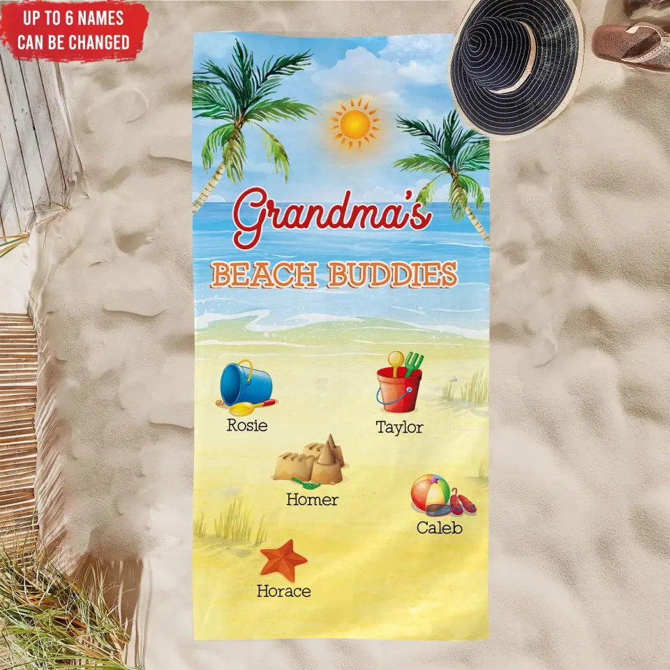 Grandma's Beach Buddies - Personalized Beach Towel, Summer Gift For Grandma