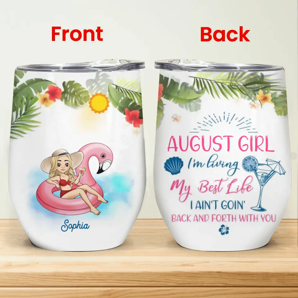 I'm Living My Best Life - Personalized Wine Tumbler, Birthday Gift, Summer Gift for Women