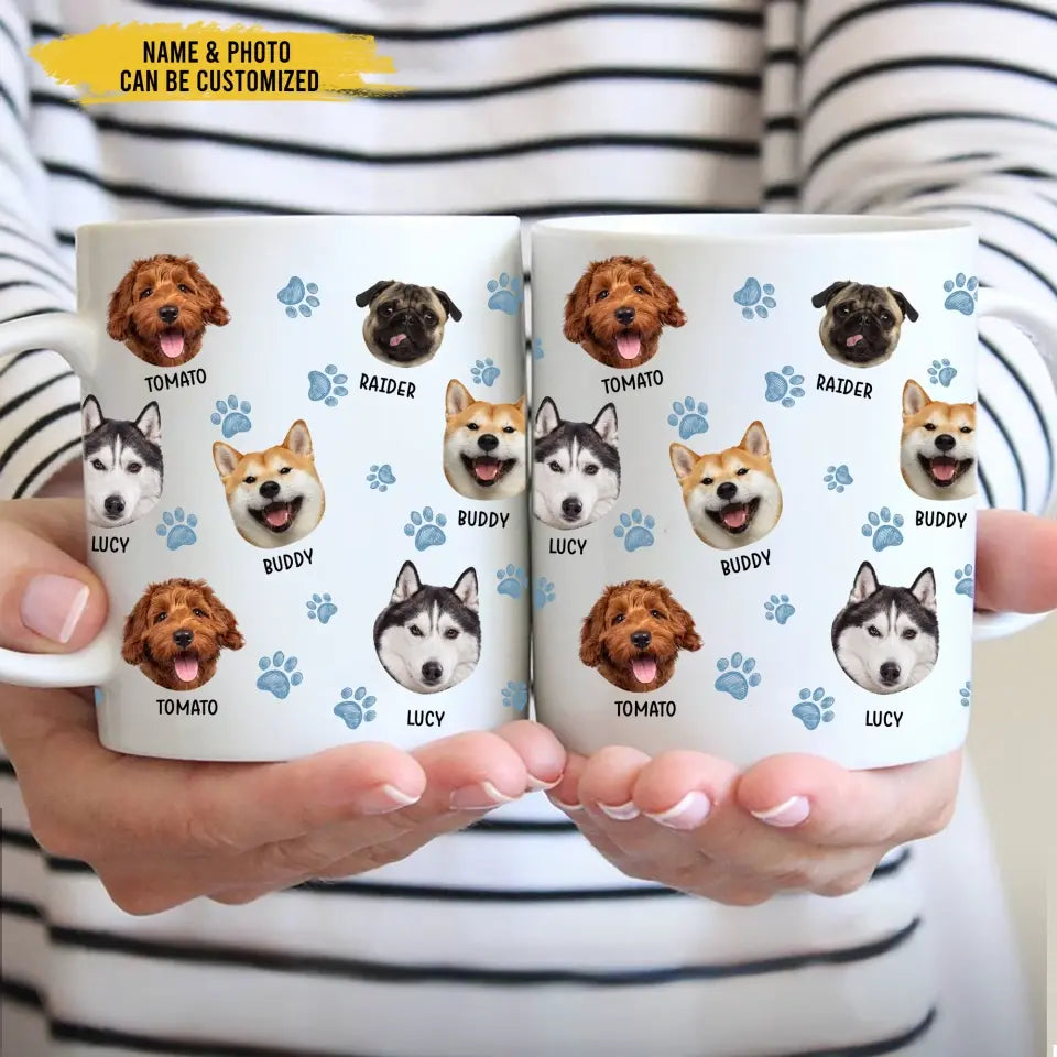 Dog Face Mix Paw - Personalized Mug, Up Load Photo, Gift For Dog Lover