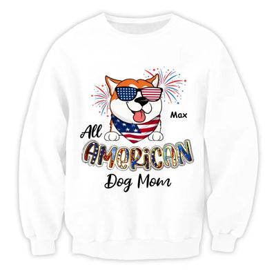All American Dog Mom - Personalized T-Shirt, 4th Of July T-Shirt, Gift For Dog Lovers