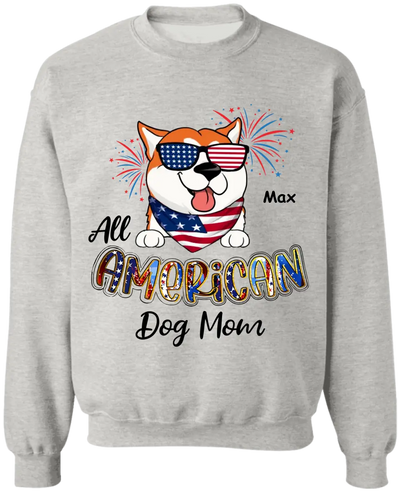 All American Dog Mom - Personalized T-Shirt, 4th Of July T-Shirt, Gift For Dog Lovers