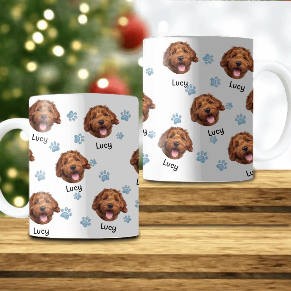 Dog Face Mix Paw - Personalized Mug, Up Load Photo, Gift For Dog Lover