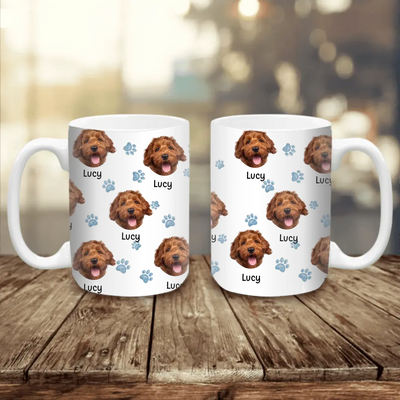 Dog Face Mix Paw - Personalized Mug, Up Load Photo, Gift For Dog Lover