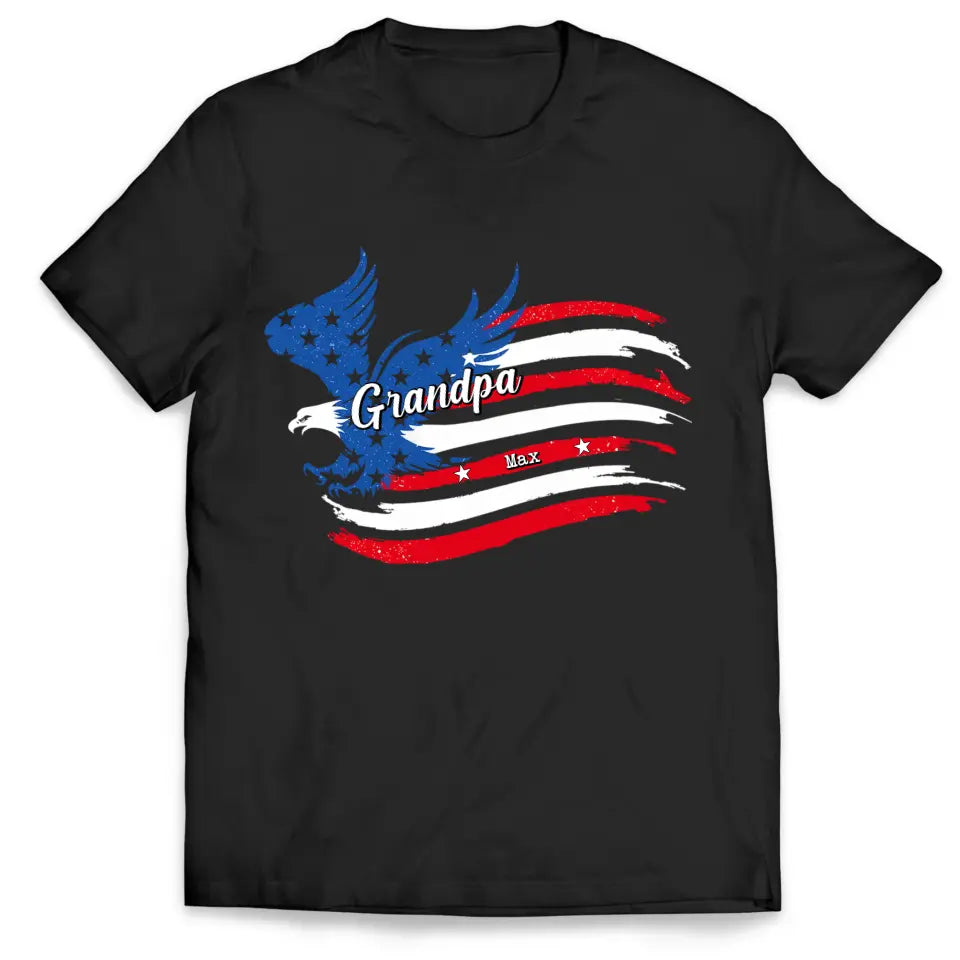 Papa Patriotic America Flag Family - Personalized T-Shirt, 4th Of July Gift, Independence Day Gift Ideas