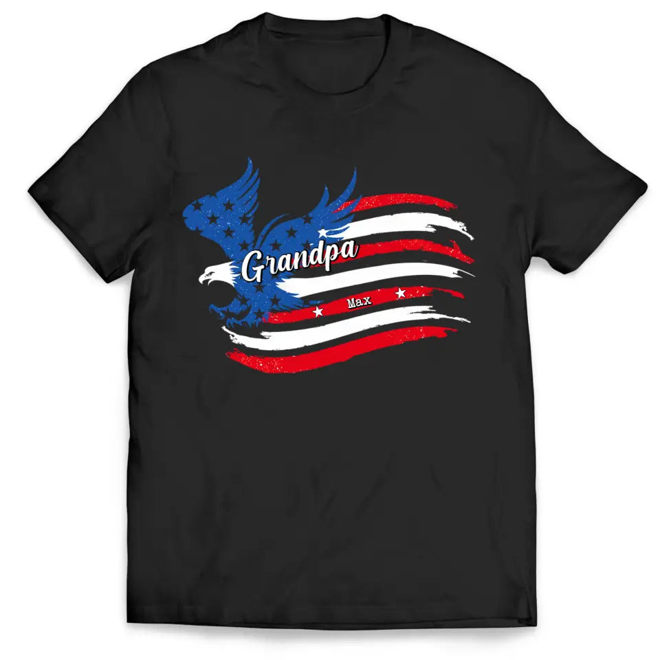 Papa Patriotic America Flag Family - Personalized T-Shirt, 4th Of July Gift, Independence Day Gift Ideas