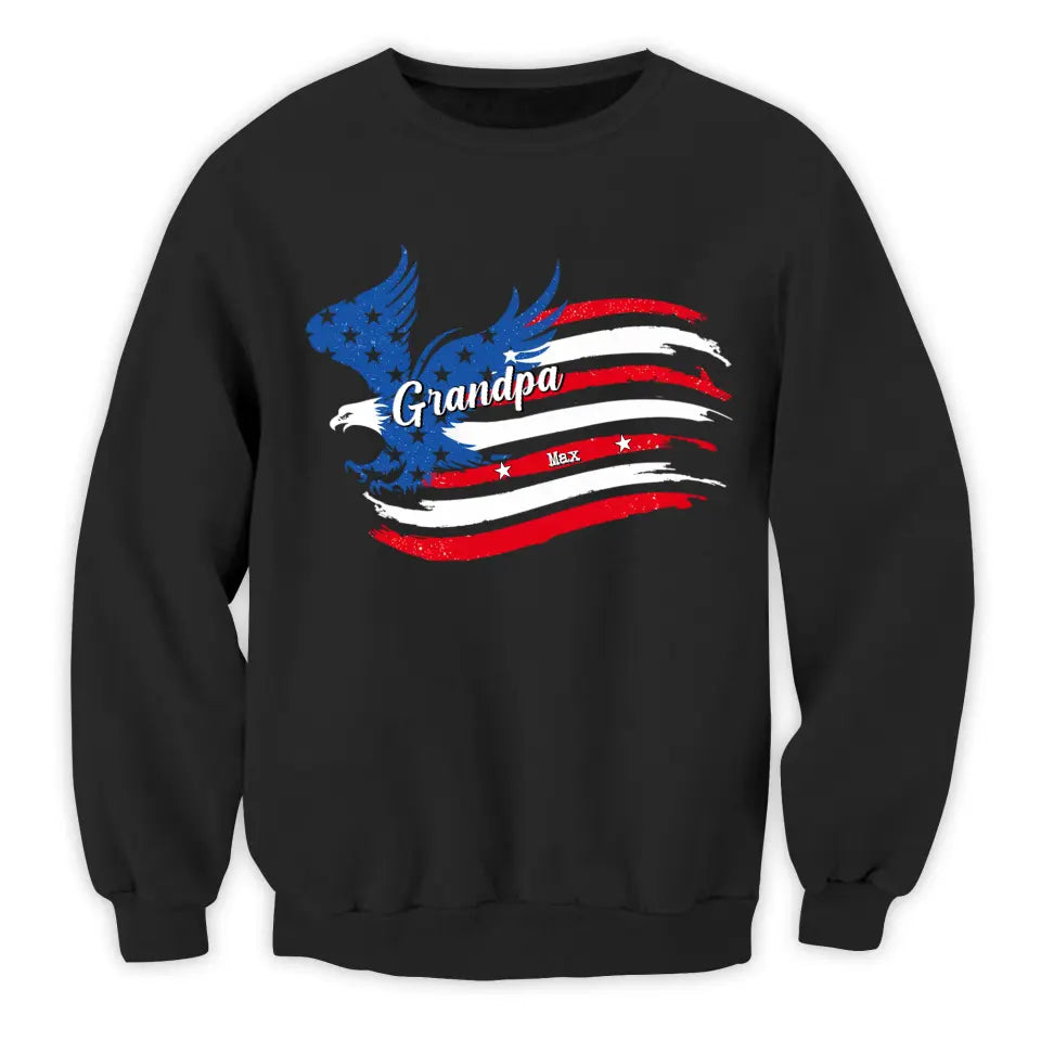 Papa Patriotic America Flag Family - Personalized T-Shirt, 4th Of July Gift, Independence Day Gift Ideas