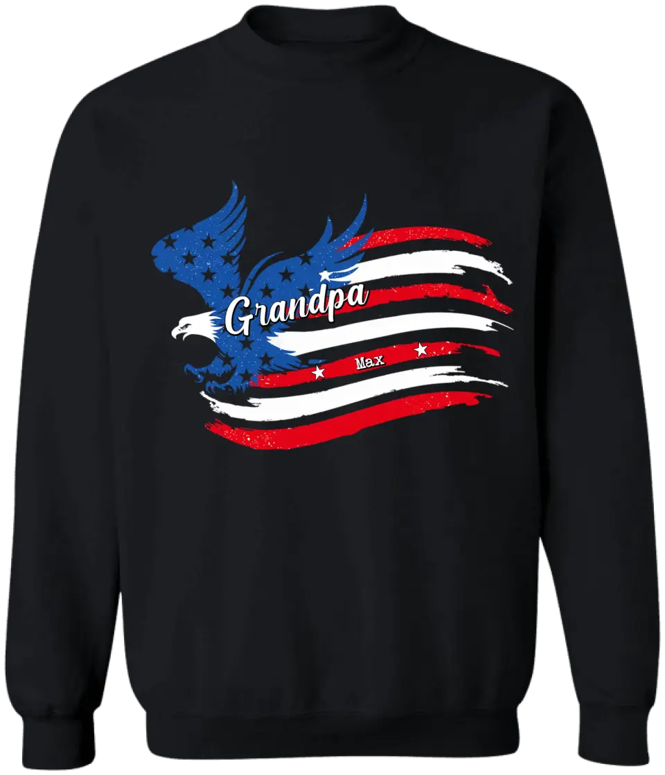 Papa Patriotic America Flag Family - Personalized T-Shirt, 4th Of July Gift, Independence Day Gift Ideas