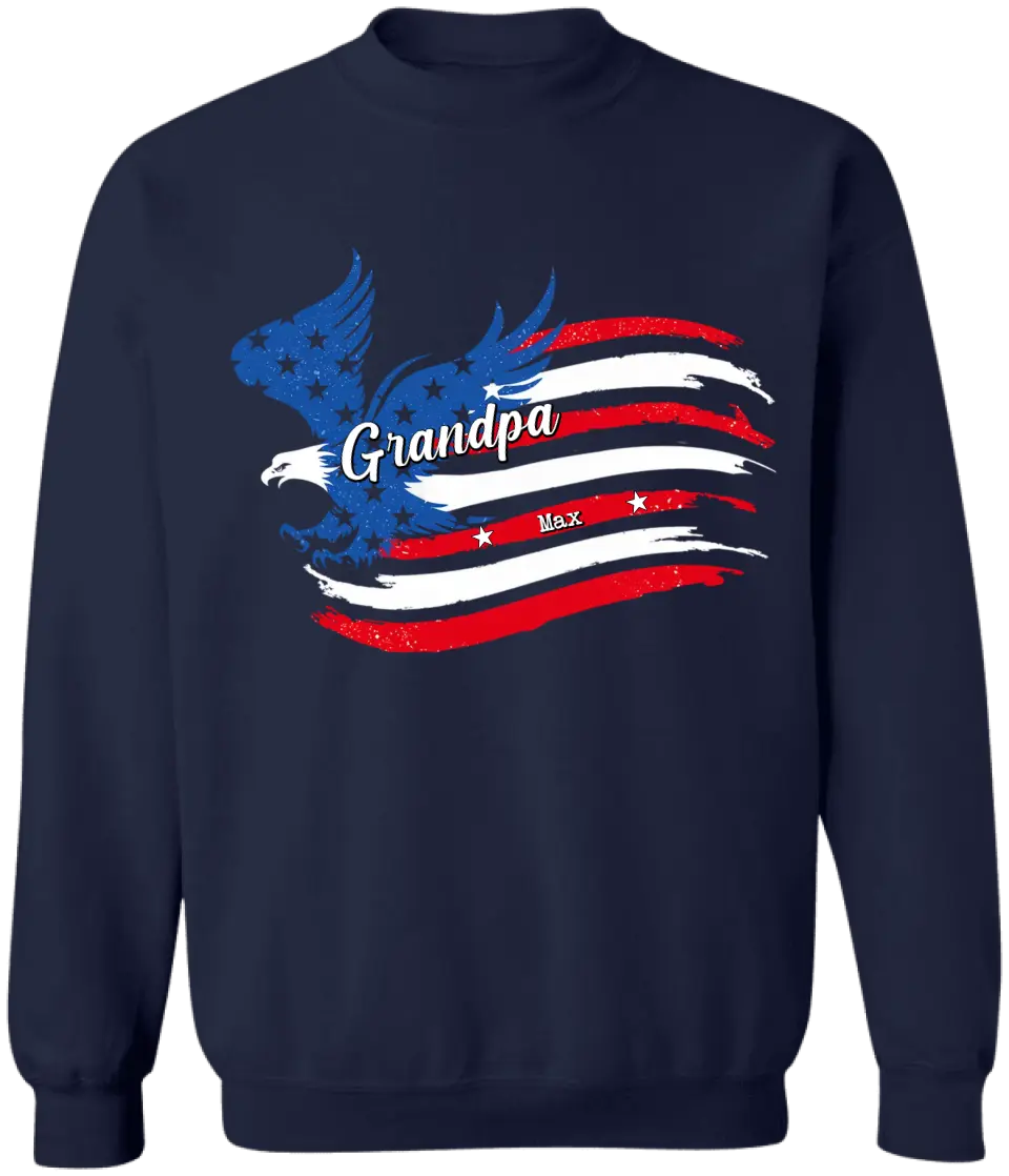 Papa Patriotic America Flag Family - Personalized T-Shirt, 4th Of July Gift, Independence Day Gift Ideas