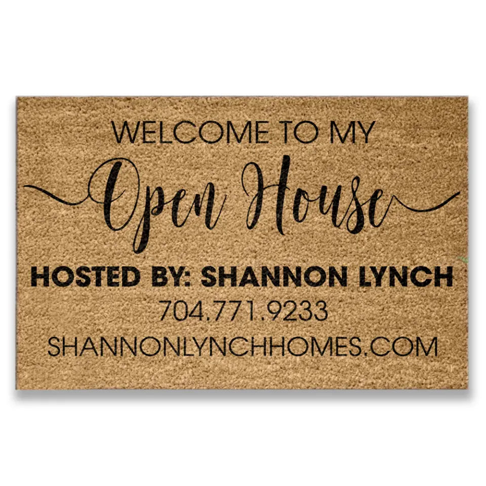 Welcome To My Open House - Personalized Coir Door  Mat, Open House Doormat,House Selling Front Door Mat