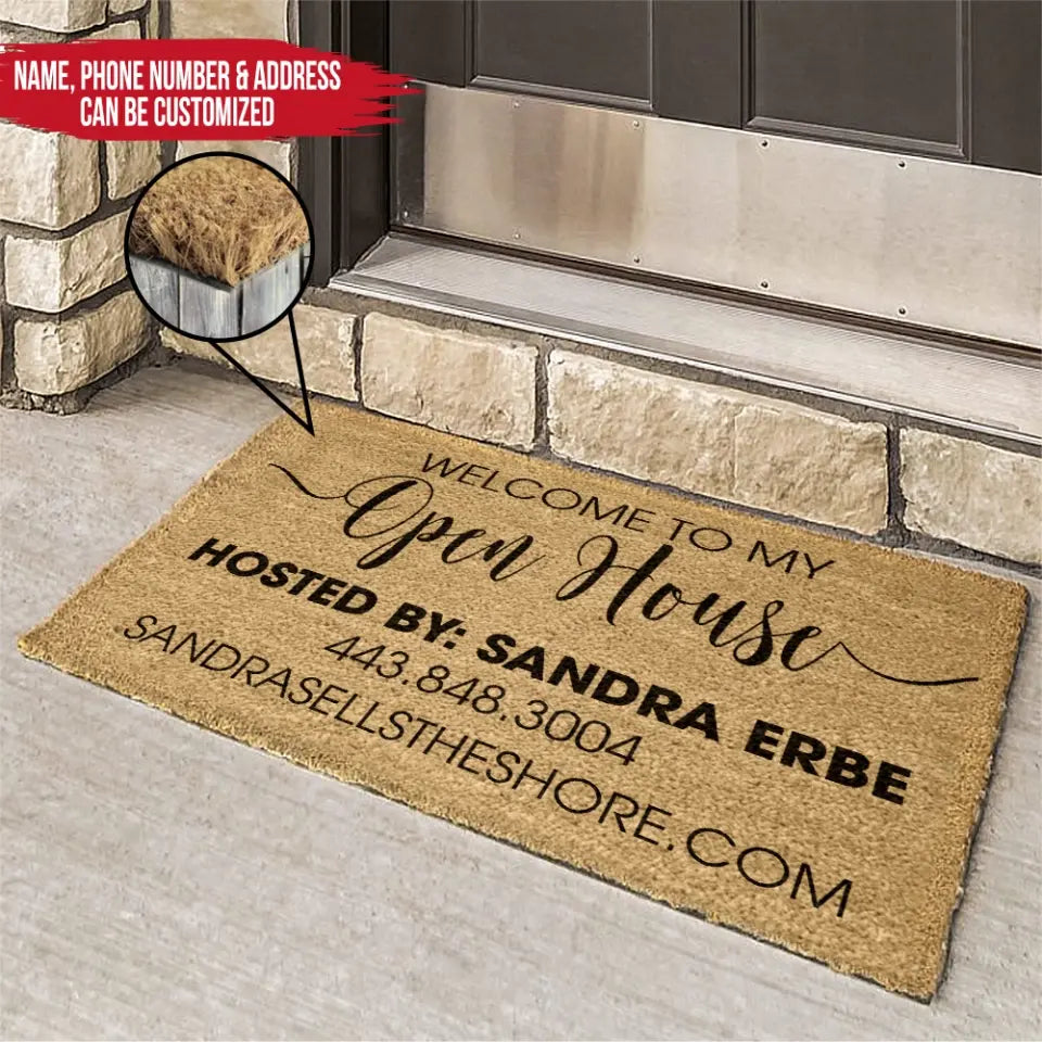 Welcome To My Open House - Personalized Coir Door Mat, Open House Door -  Customizeaf™, image size:960x960