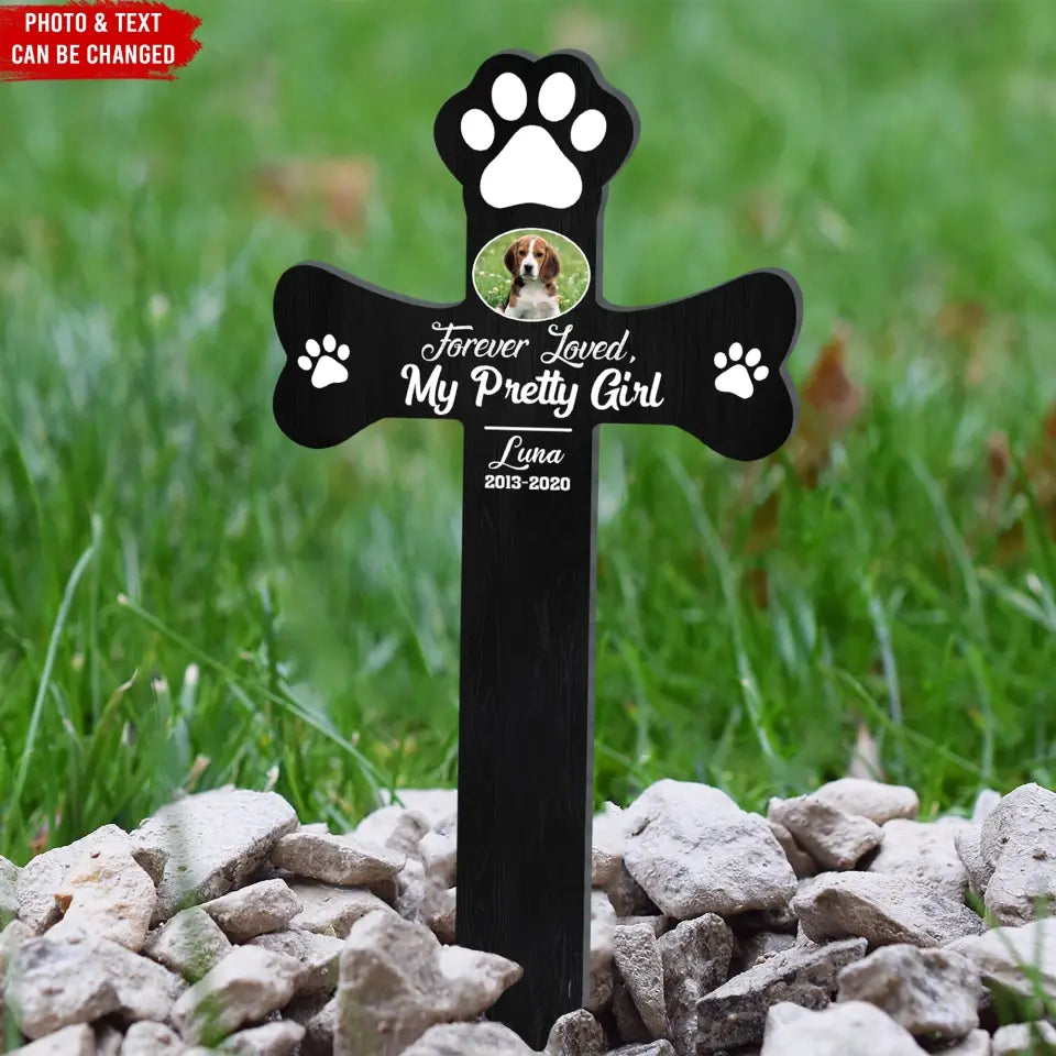 Forever Loved Our Pretty Girl/Boy - Personalized Plaque Stake, Memorial Gift, Pet Loss Gift