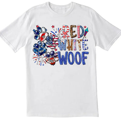 Red White Woof - Personalized T-Shirt, Gift For Dog Lover, Independence Day Gift
