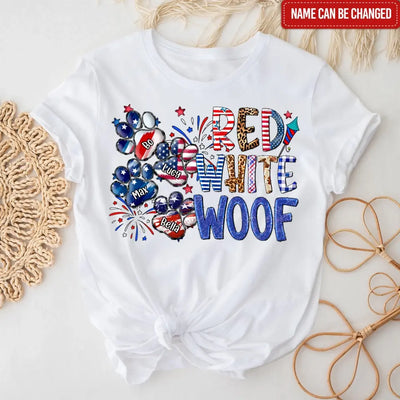 Red White Woof - Personalized T-Shirt, Gift For Dog Lover, Independence Day Gift