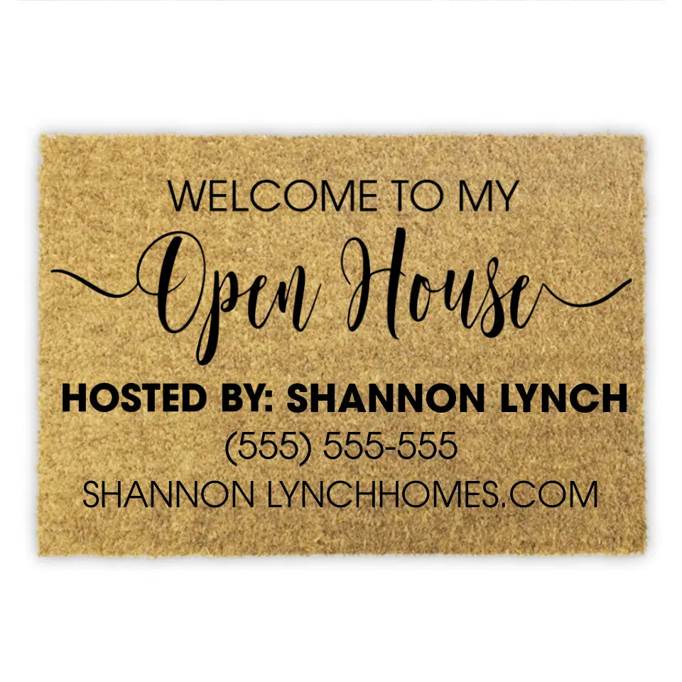 Welcome To My Open House - Personalized Coir Door  Mat, Open House Doormat,House Selling Front Door Mat