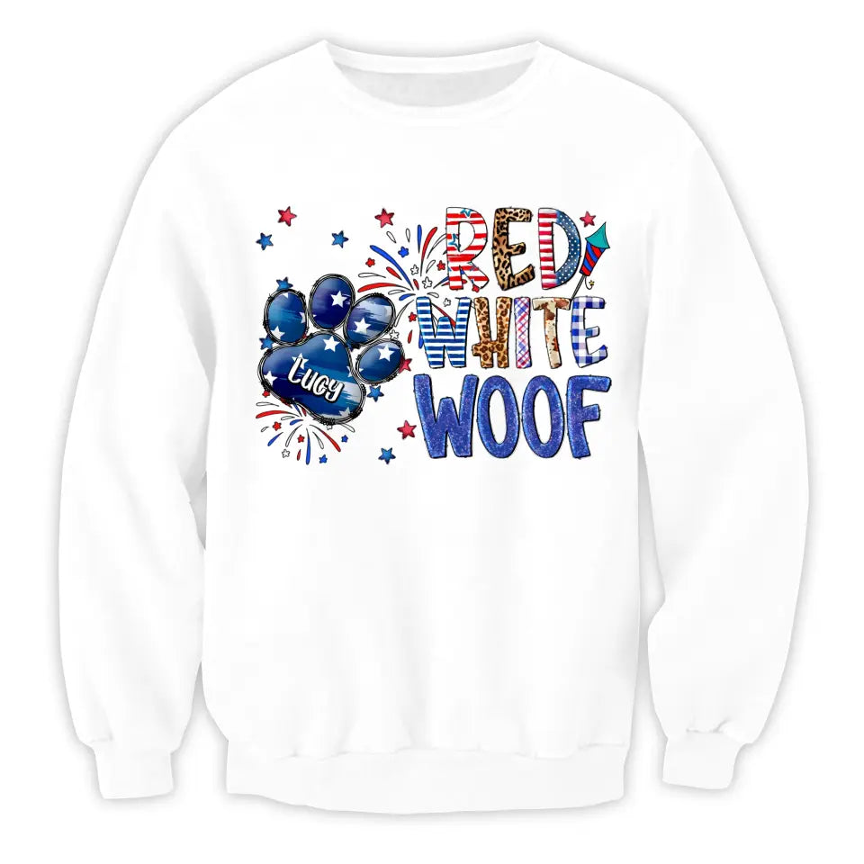Red White Woof - Personalized T-Shirt, Gift For Dog Lover, Independence Day Gift