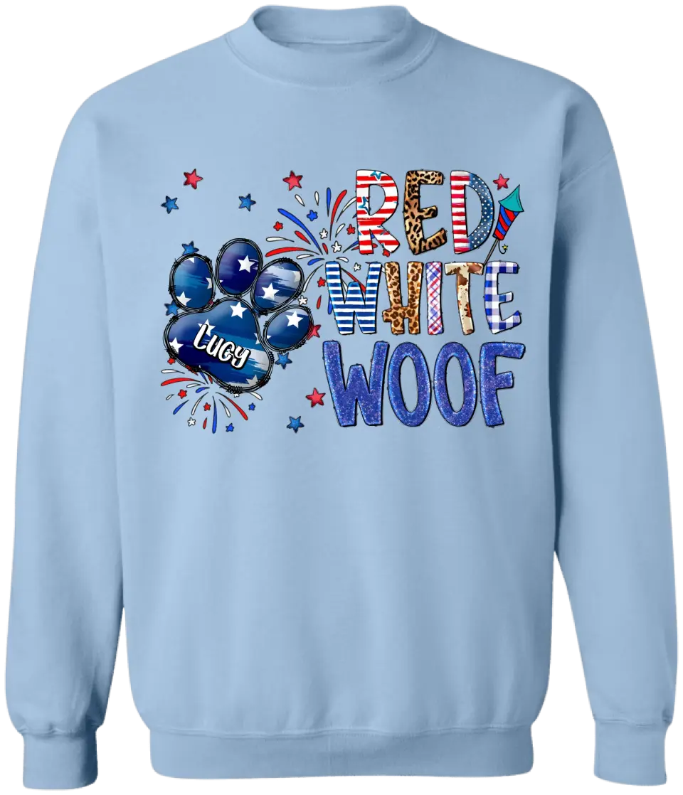 Red White Woof - Personalized T-Shirt, Gift For Dog Lover, Independence Day Gift