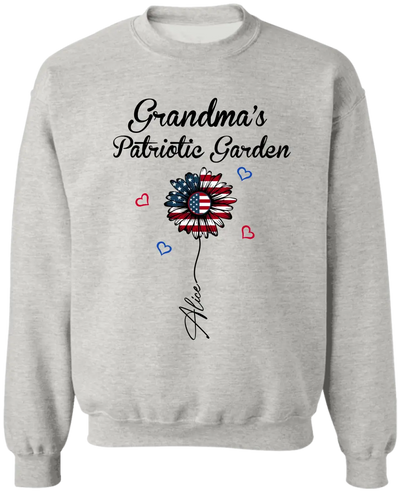 Personalized Grandma's Garden Flower 4th of July - Personalized T-shirt, Independence Day Gift For Grandma, Nana, GiGi