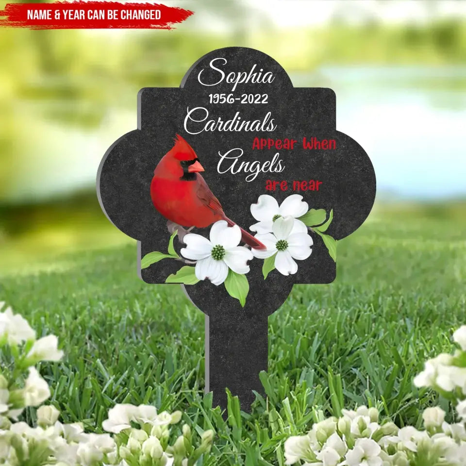 Cardinals Appear When Angels - Personalized Plaque Stake, Memorial Gift