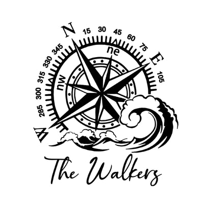 Camping Compass - Personalized Decal, Camping Decal With Mountain/ Beach